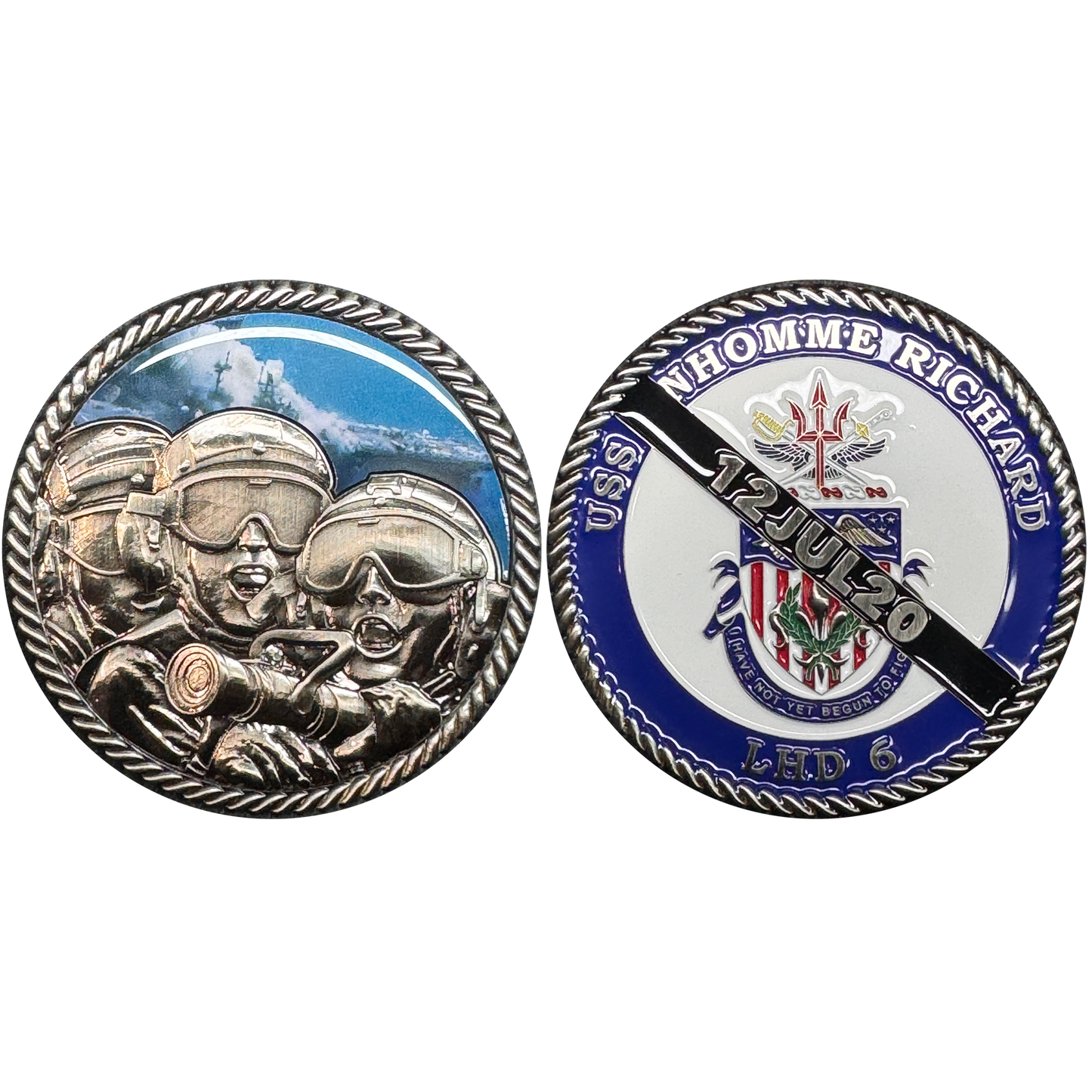 BL17-014 USS Bonhomme Richard Challenge Coin Navy Wasp-class amphibious Naval assault ship July 12 2020 Fire Fighter Version 2
