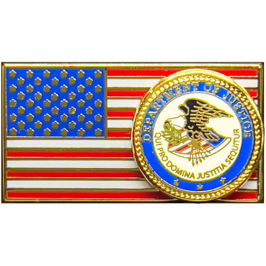 PBX-007-i US Department of Justice DOJ Pin Justice Department American Flag Pin