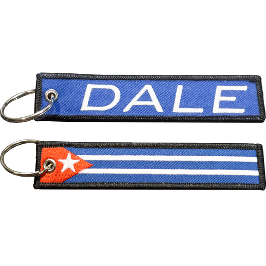 EL13-024 Dale Cuban Flag Cuba Pride embroidered keychain with keyring