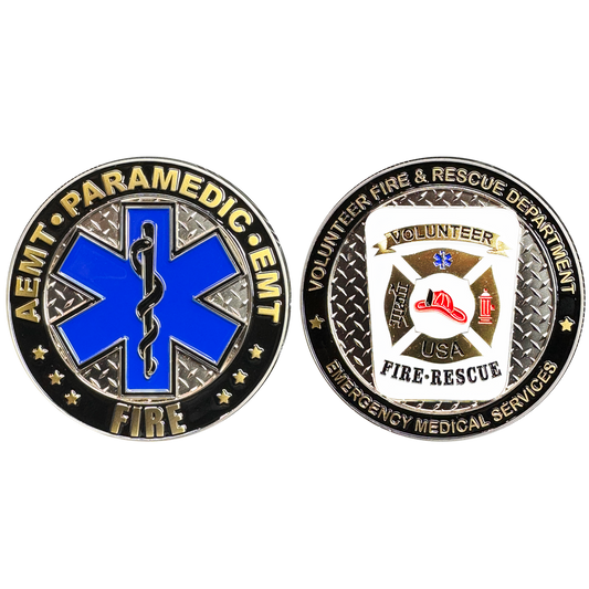 BL3-002 Volunteer Fire Fighter AEMT EMT Paramedic Fire Rescue Department Challenge Coin