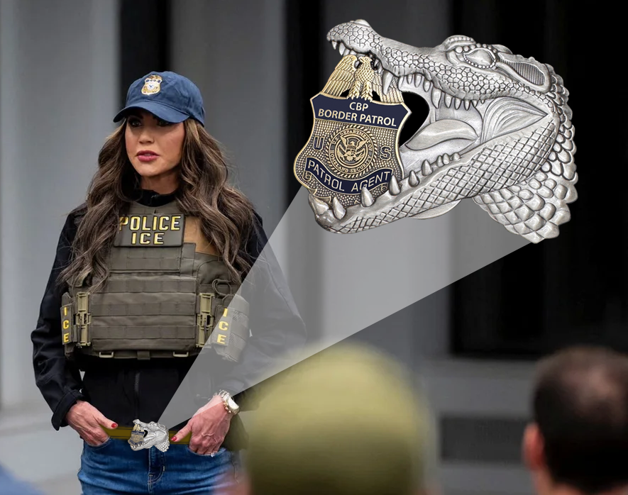 EL17-13 Border Patrol Agent Gator Belt Buckle for Challenge Coin Collectors and BPA's at Alligator Alcatraz