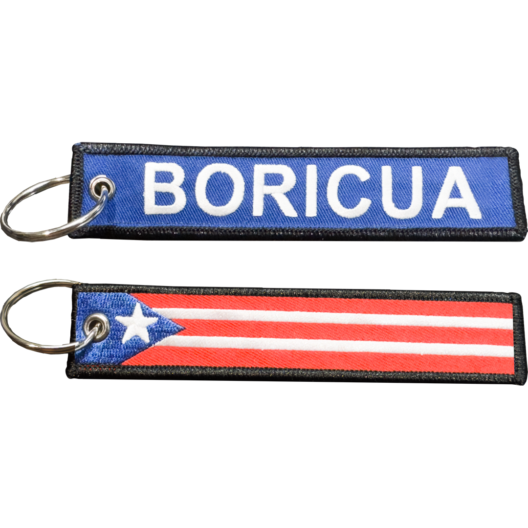 EL12-024 Boricua Puerto Rico Flag Puerto Rican Pride embroidered keychain with keyring Team PR