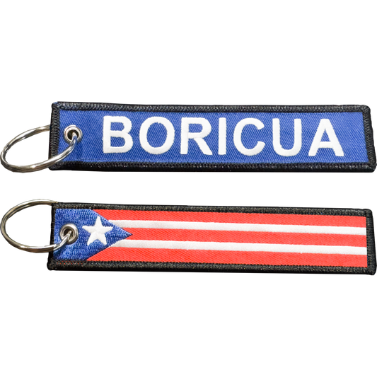 EL12-024 Boricua Puerto Rico Flag Puerto Rican Pride embroidered keychain with keyring Team PR