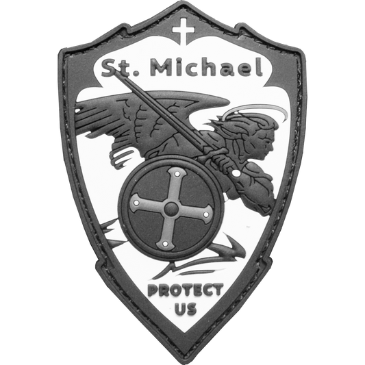 EL17-024 Saint Michael Patch St. Michael Patron Saint Police Military Protect Us Prayer Thin Gray Line Correctional Officer Rubber Morale Patch