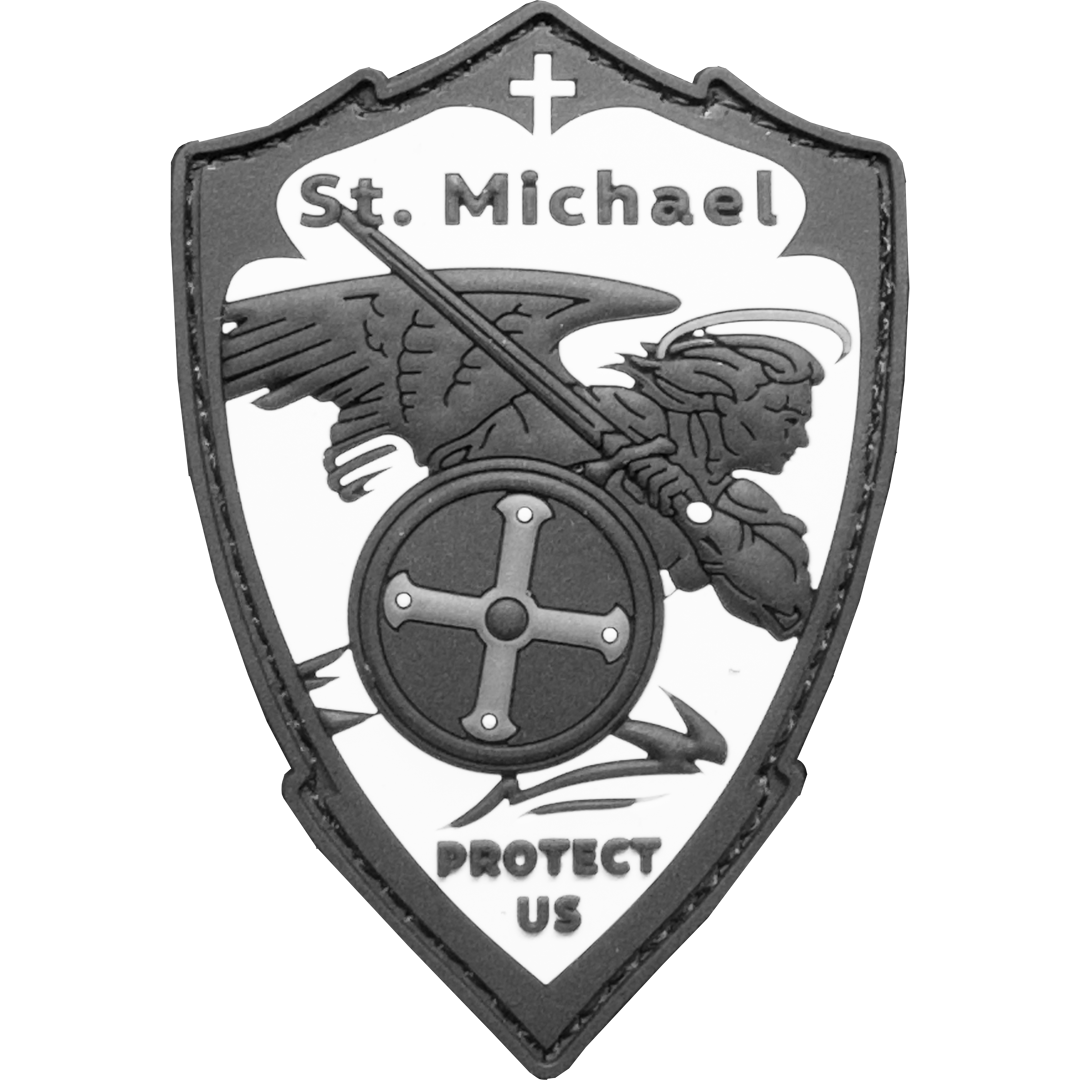 EL17-024 Saint Michael Patch St. Michael Patron Saint Police Military Protect Us Prayer Thin Gray Line Correctional Officer Rubber Morale Patch