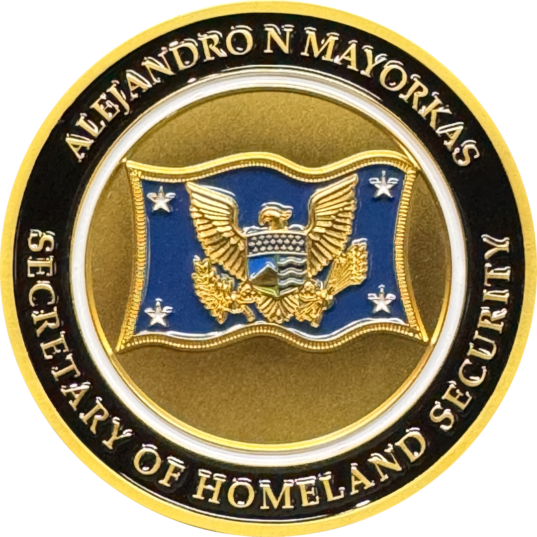 BL18-012 Alejandro N. Mayorkas Homeland Secretary Challenge Coin Saint Santo Mayorkas S1