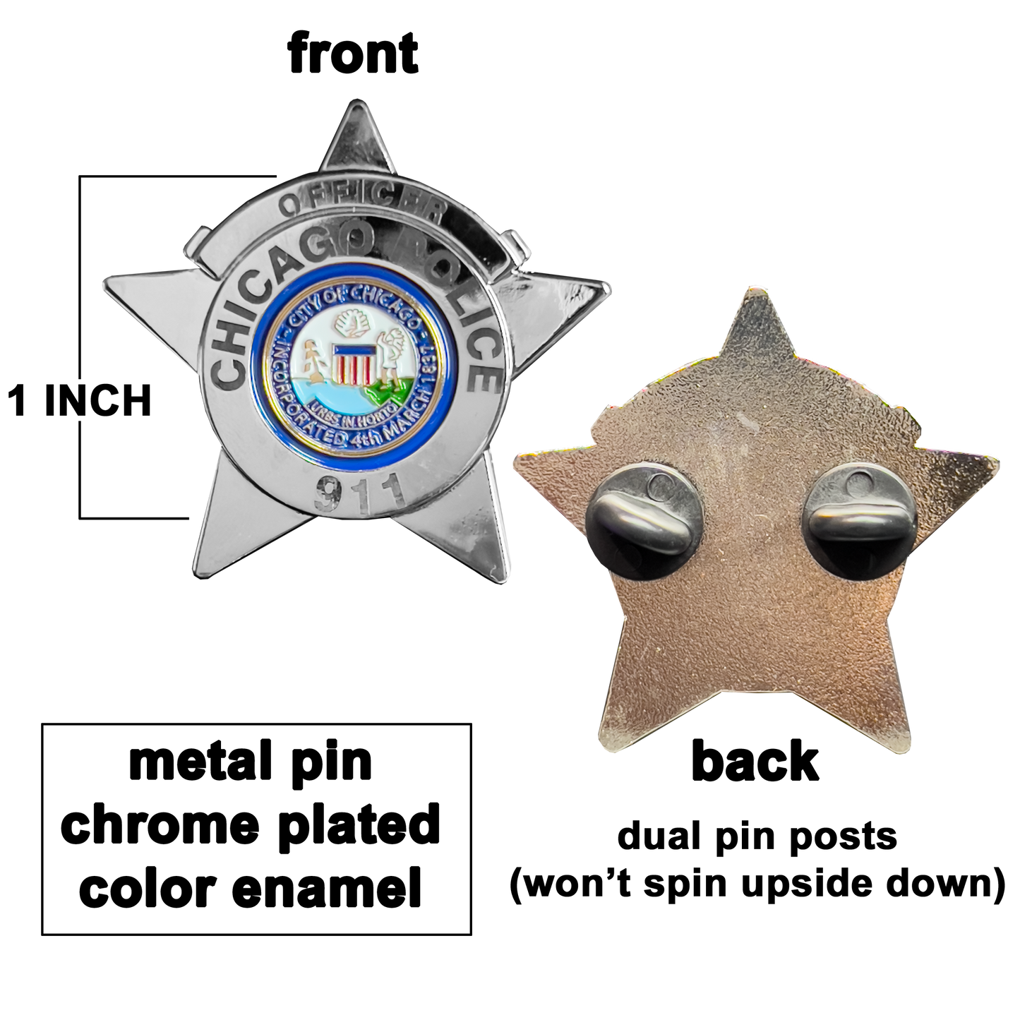 GL15-005 Chicago Police Department CPD Chicago Police Officer Lapel Pin
