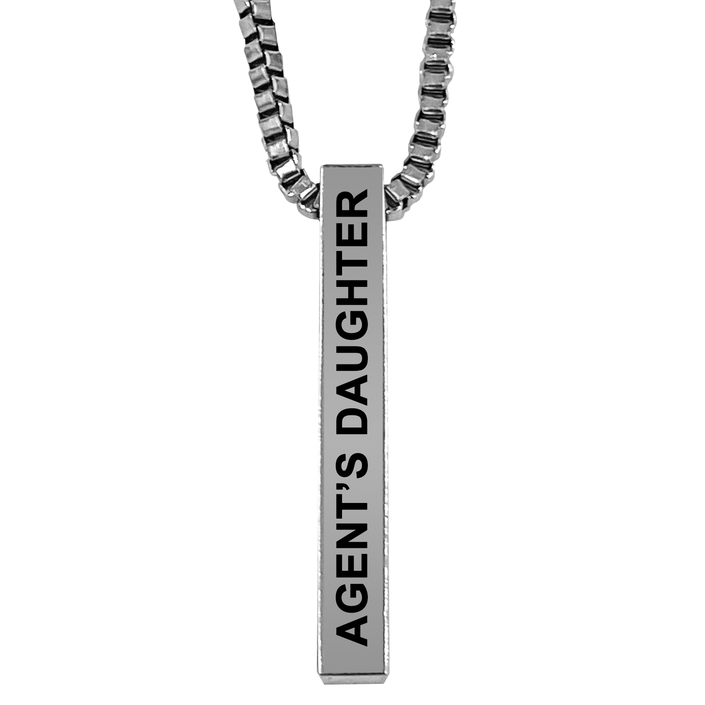 Agent's Daughter Silver Plated Pillar Bar Pendant Necklace Gift Mother's Day Christmas Holiday Anniversary Police Officer First Responder Law Enforcement