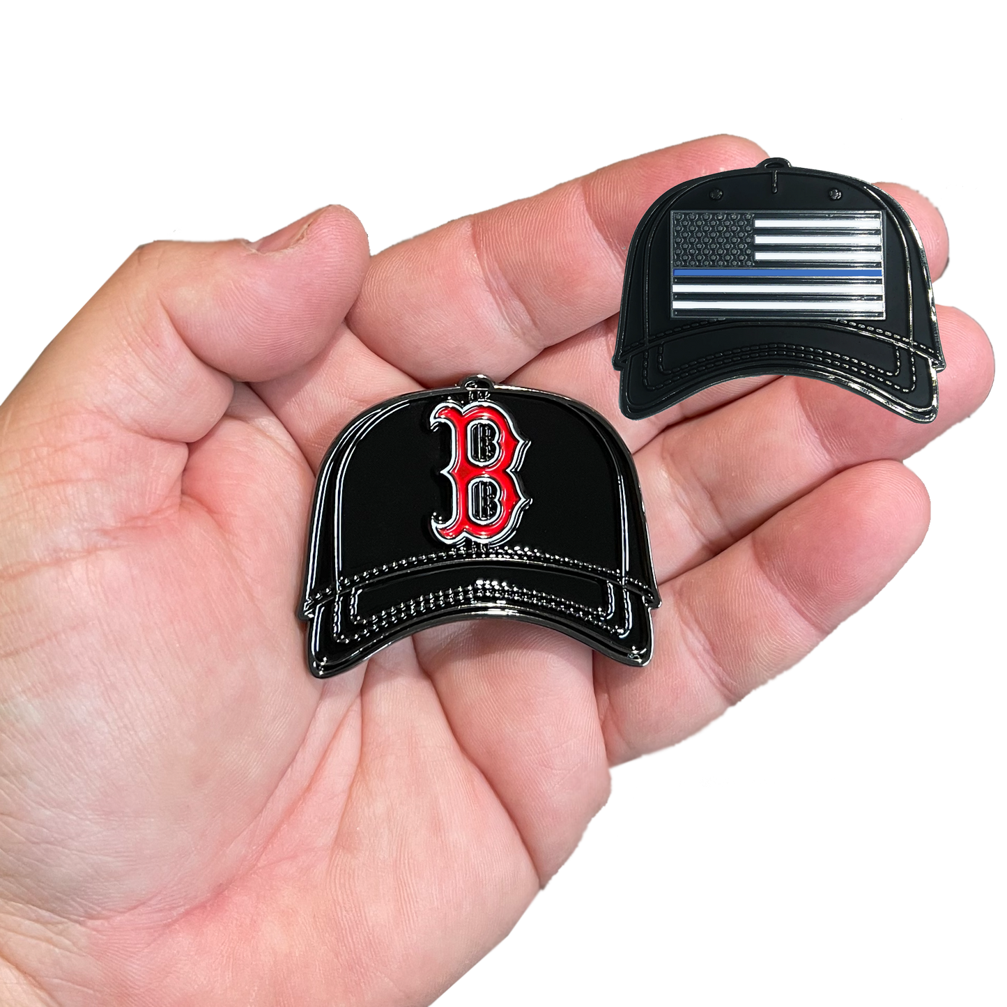 EL2-020 Boston Police Department Red Sox Hat Thin Blue Line Challenge Coin Police BPD