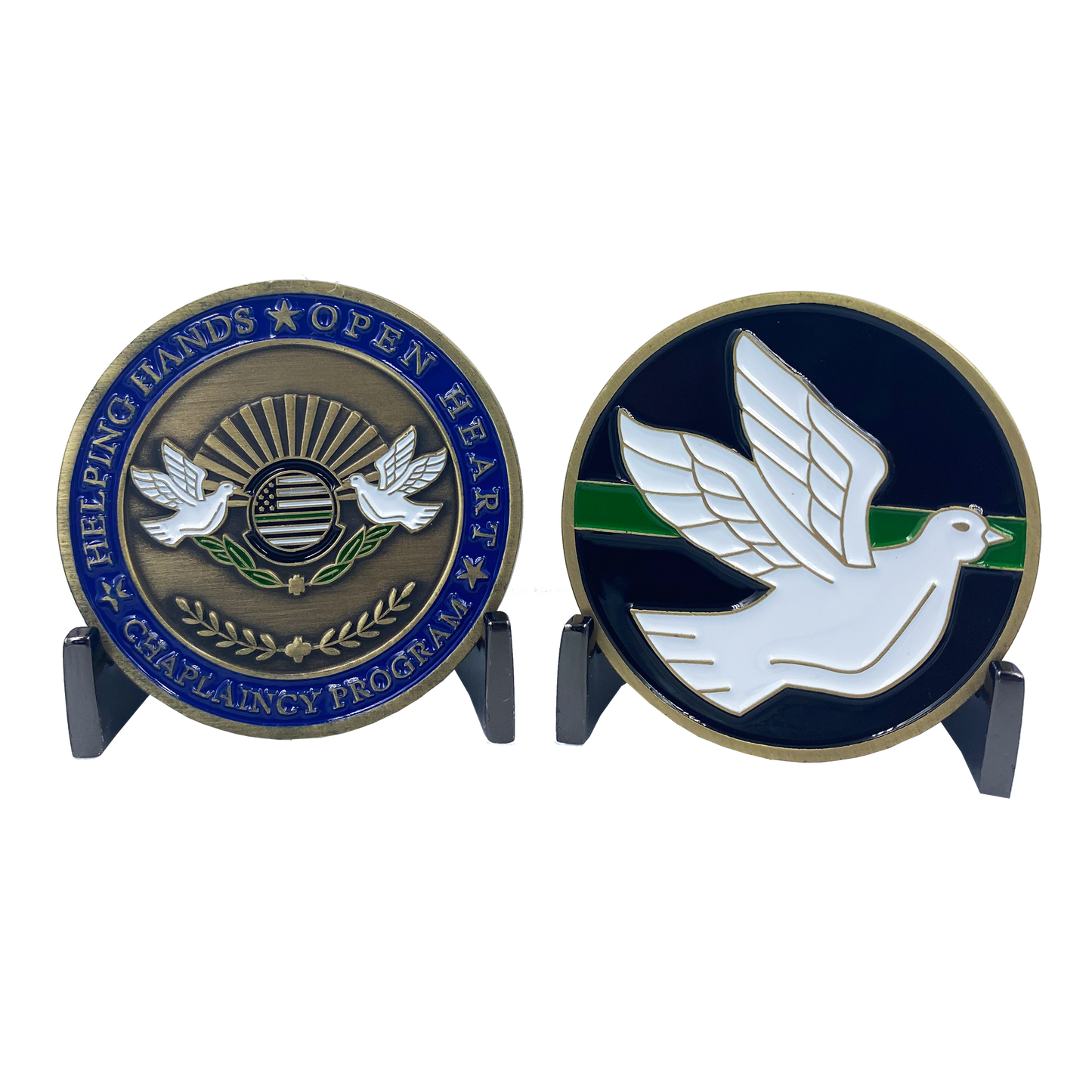 BB-022 Thin Green Line Chaplain Challenge Coin Chaplaincy Police Deputy Sheriff Border Patrol