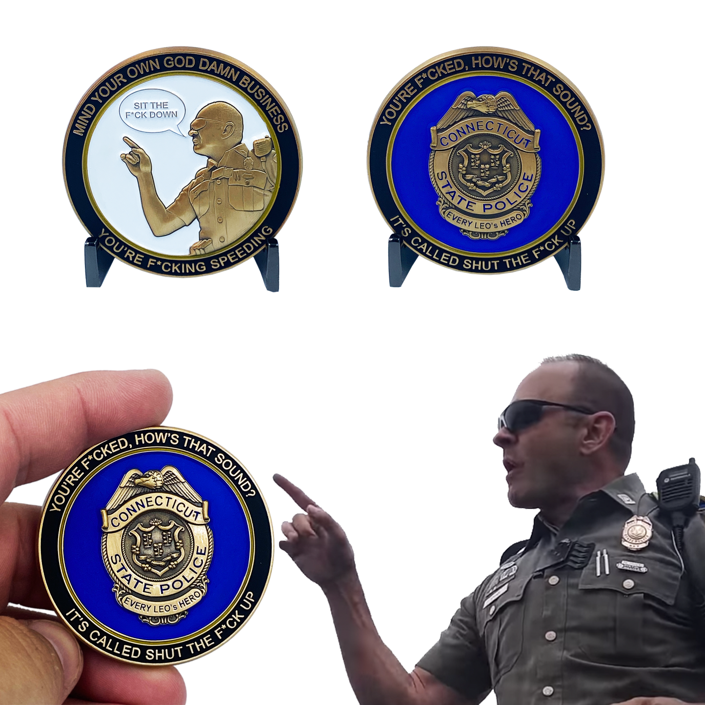 CL6-15 CSP Version 1 Challenge Coin inspired by Connecticut State Police CT Trooper Matthew Spina