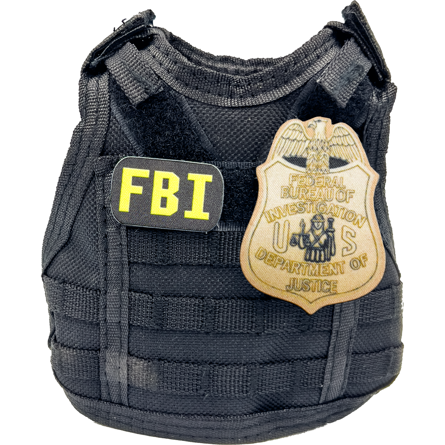 BL1-014 FBI SPECIAL AGENT Tactical Beverage Bottle or Can Cooler Vest with removable patches perfect gift for Challenge Coin collectors