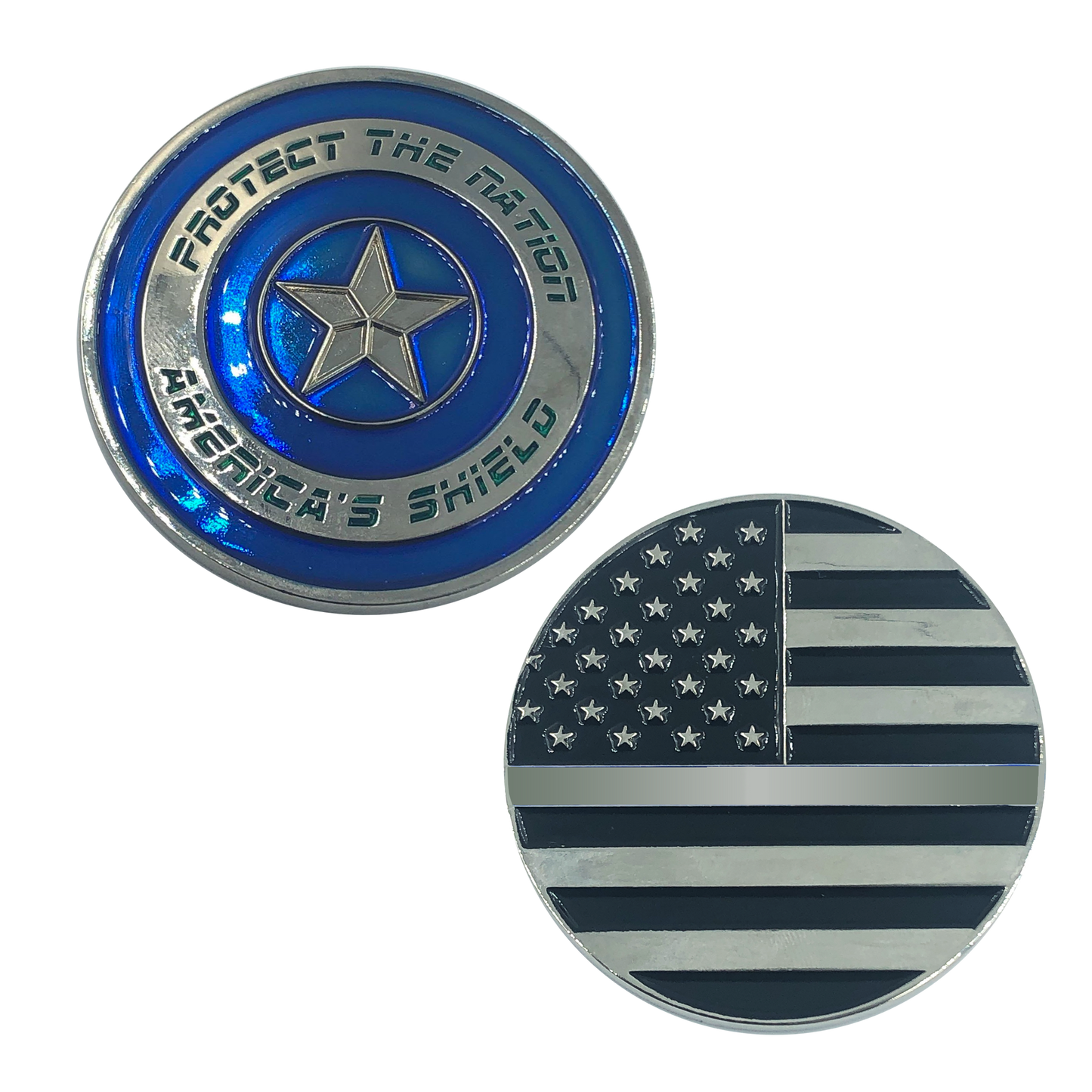 BL7-020 Thin GRAY Captain America Shield Police Corrections CO Correctional Officer Prison Guard