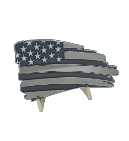 L-31 Metal Thin Gray Line Flag Decal with 3M Tape Correctional Officer CO Corrections Car Truck