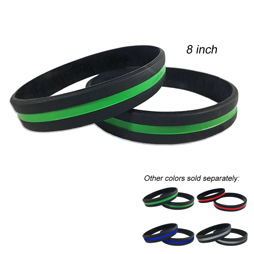 Thin Green Line Police Silicon Bracelet (GREEN) Military, Sheriff, Border Patrol, Marines, Army, Security