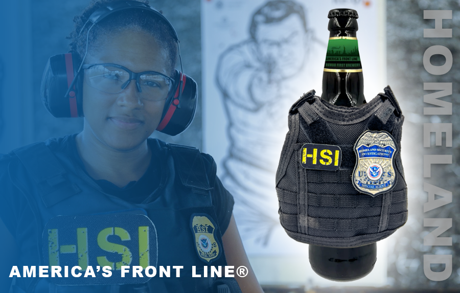 BL2-013 HSI SPECIAL AGENT Tactical Beverage Bottle or Can Cooler Vest with removable patches perfect gift for Challenge Coin collectors