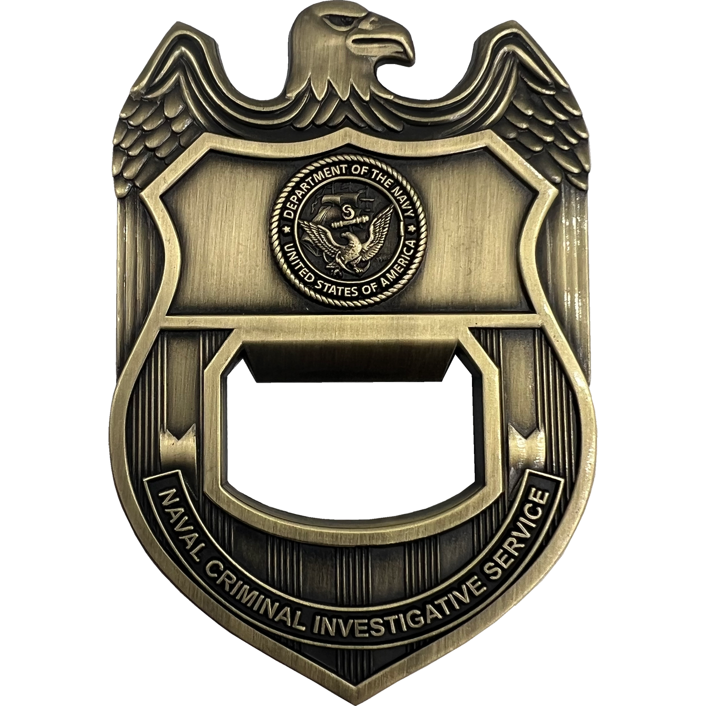 EL13-001 NCIS Special Agent Naval Criminal Investigative Service Challenge Coin Bottle Opener Navy