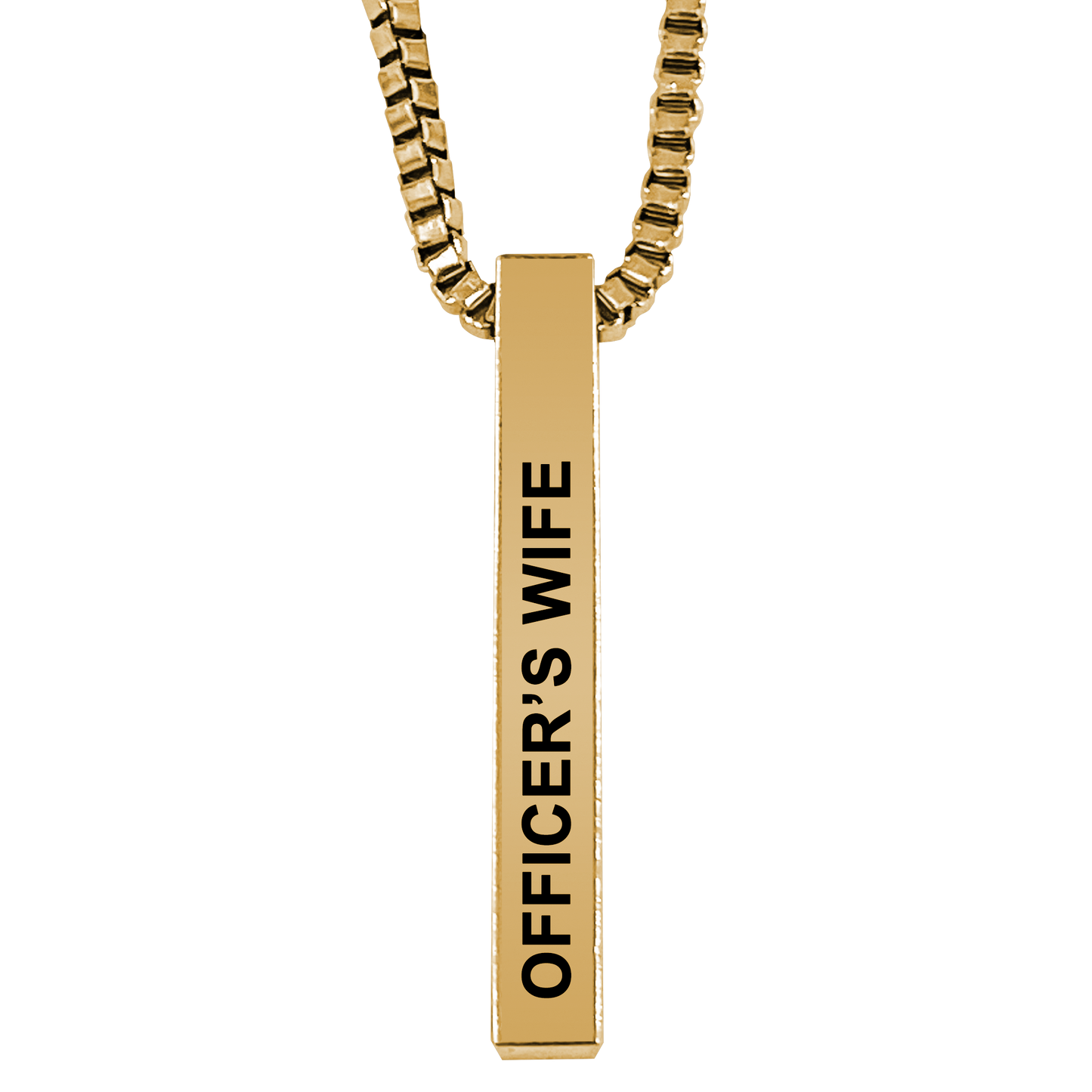 Officer's Wife Gold Plated Pillar Bar Pendant Necklace Gift Mother's Day Christmas Holiday Anniversary Police Sheriff Officer First Responder Law Enforcement