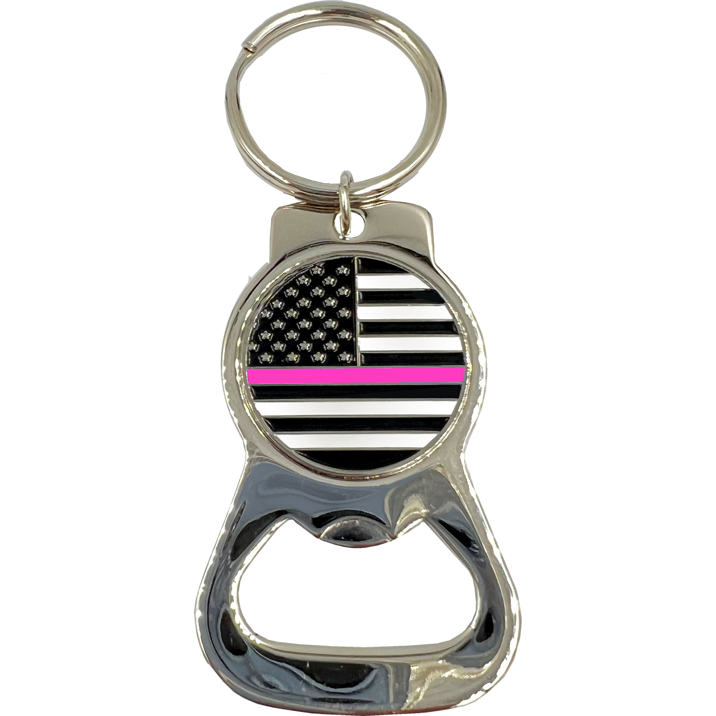 KCB-001-F Thin Pink Line flag Breast Cancer Awareness Keychain Bottle Opener Survivor