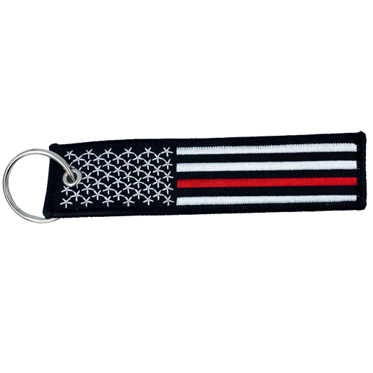 CL-TT Thin Red Line Fire Fighter Fireman Firefighter Fire Department Flag First Responder Keychain or Luggage Tag or zipper pull