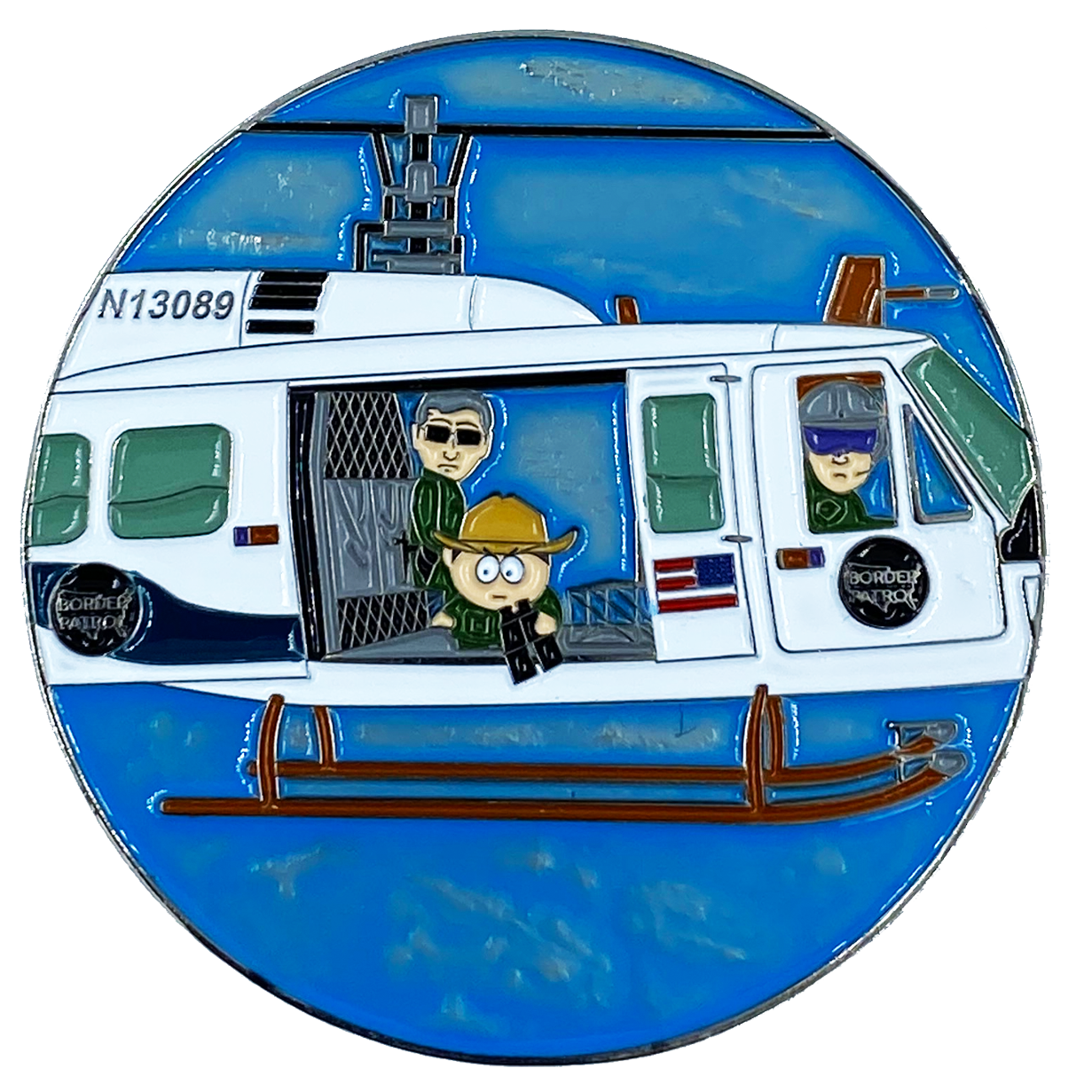 BB-008 Blue Variation Police Officer and Border Patrol South Park Parody Challenge Coin Police AMO CBP Deputy Sheriff