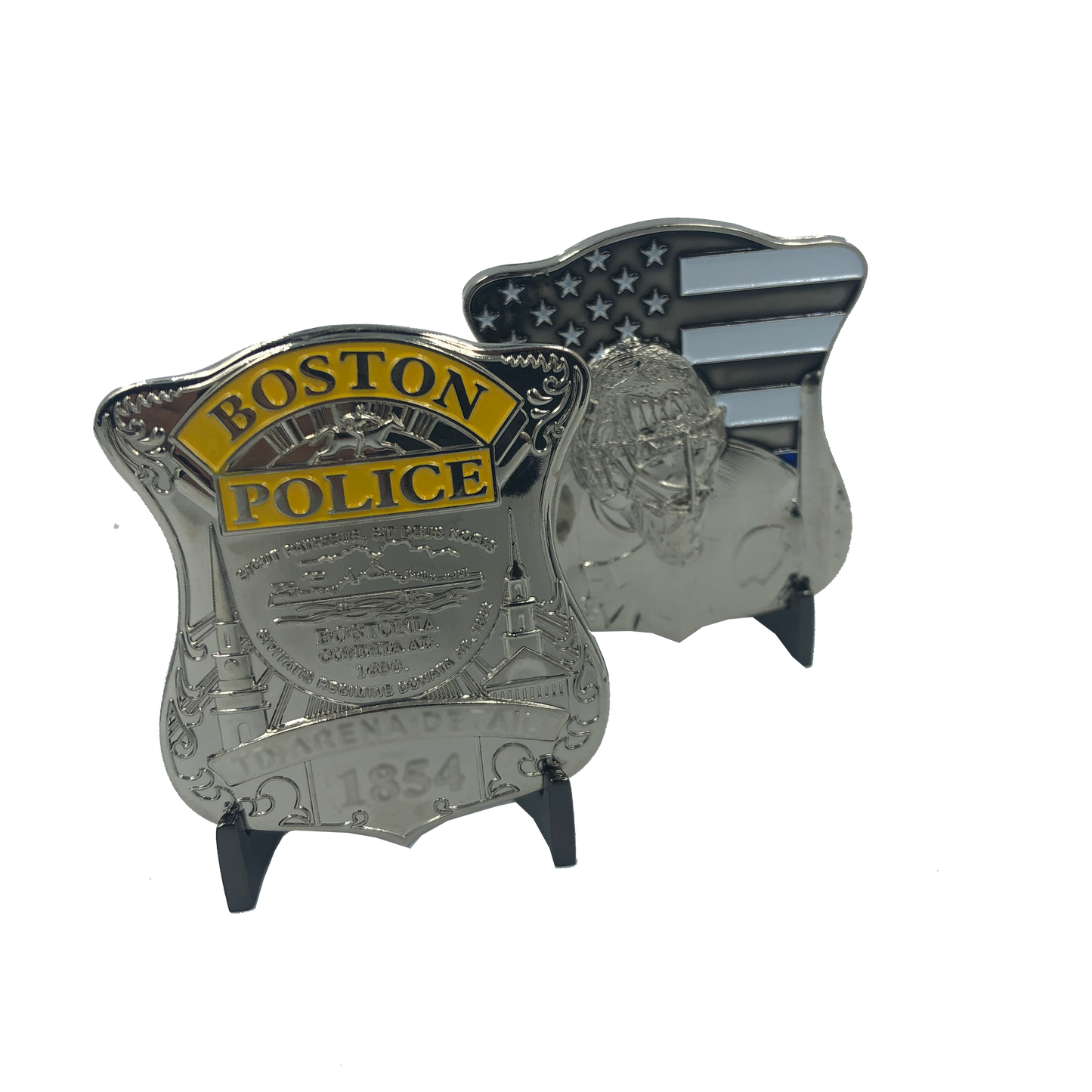 KK-005 Silver Boston Police Challenge Coin thin blue line