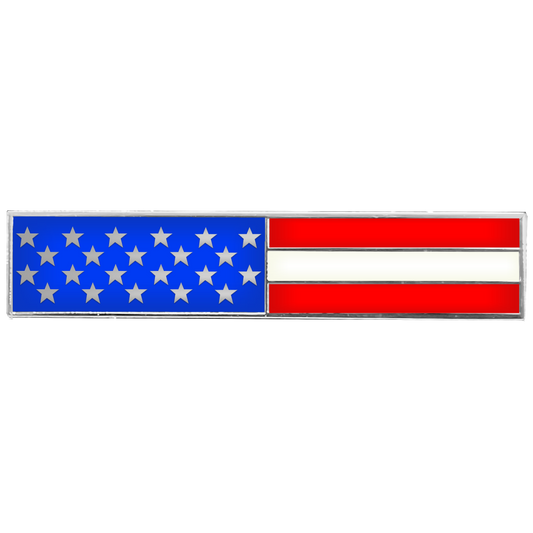 EL7-021 Silver US Flag Metal and Cloisonné Citation Commendation Bar Pin Police CBP Border Patrol LAPD NYPD Chicago Boston Baltimore