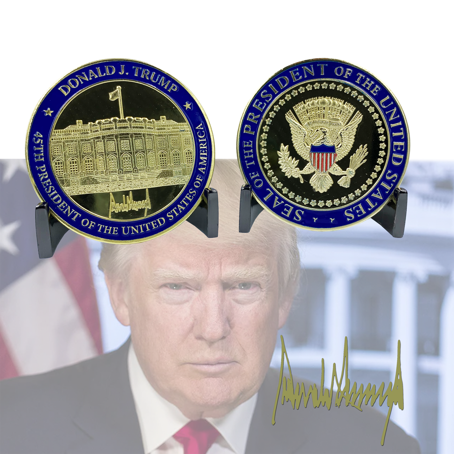 BL4-002 NEW 45th President DONALD J. TRUMP Challenge Coin White House POTUS MAGA