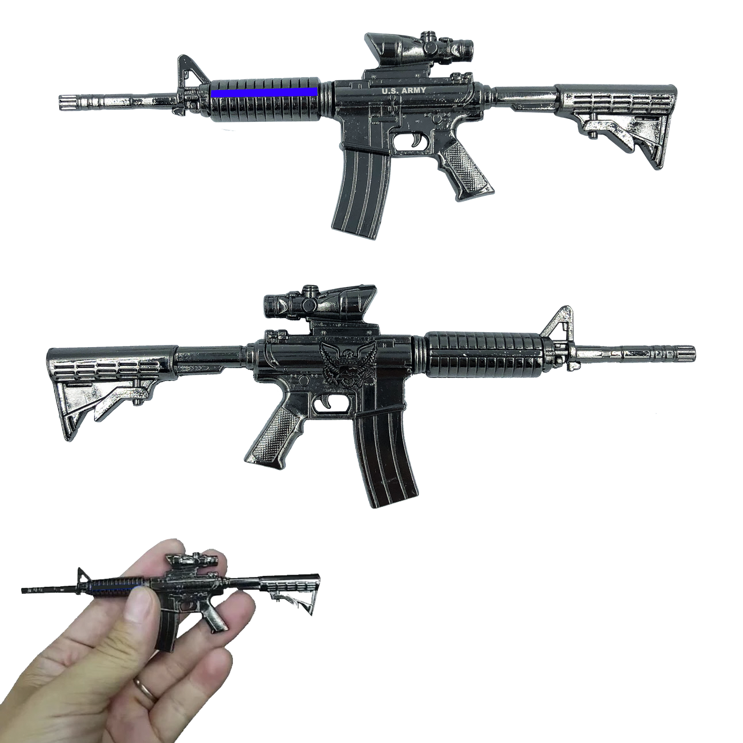 EL9-008 U.S. ARMY M4 Thin BLUE Line Military Challenge Coin (4.5 inch)