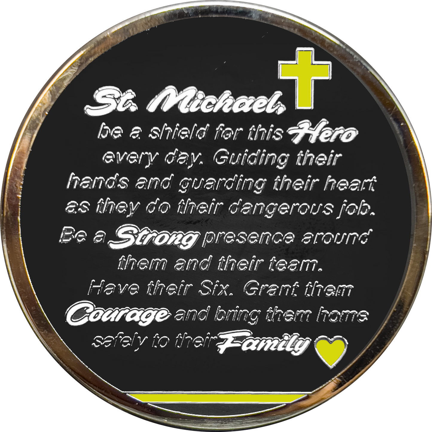 GL7-006 911 Emergency Police Dispatcher Prayer Saint Michael Protect Us Matthew 14:30 Challenge Coin Thin Gold Line