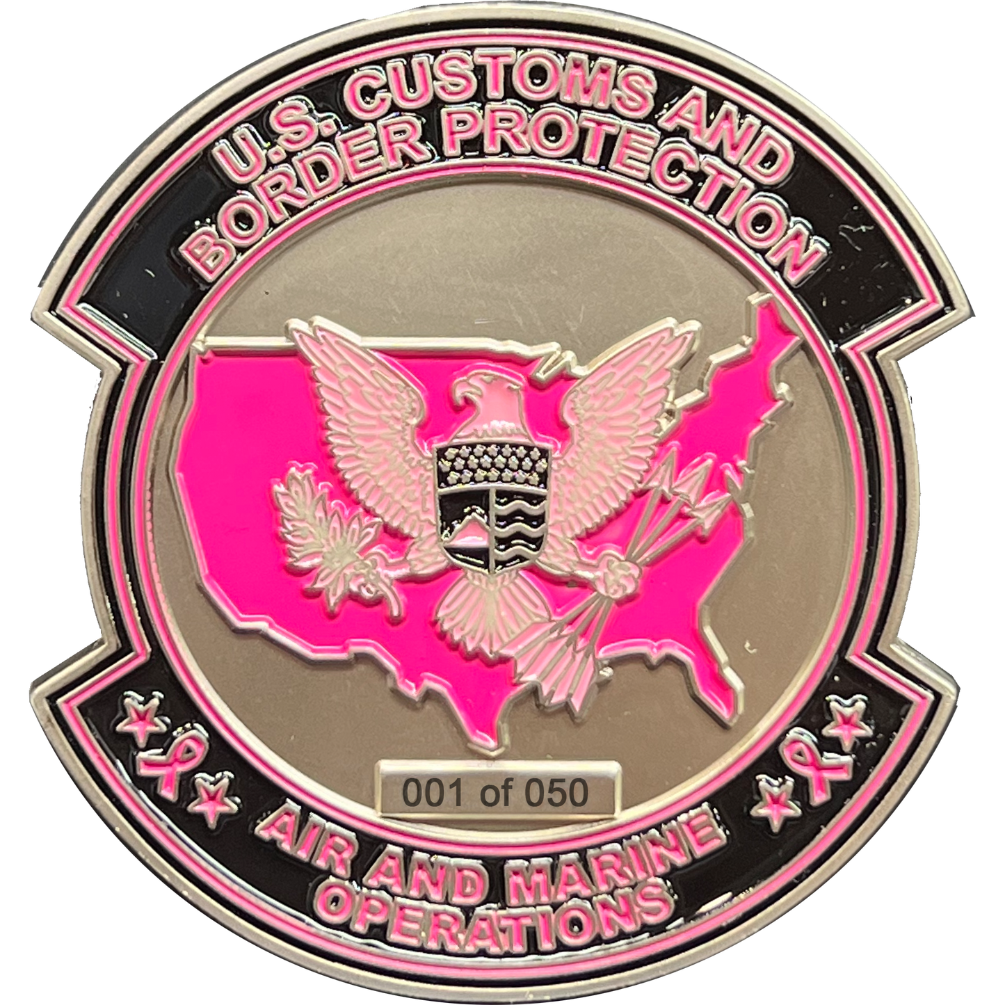 EL11-008 CBP Pink AMO Air and Marine Agent Challenge Coin Breast Cancer Awareness Blackhawk