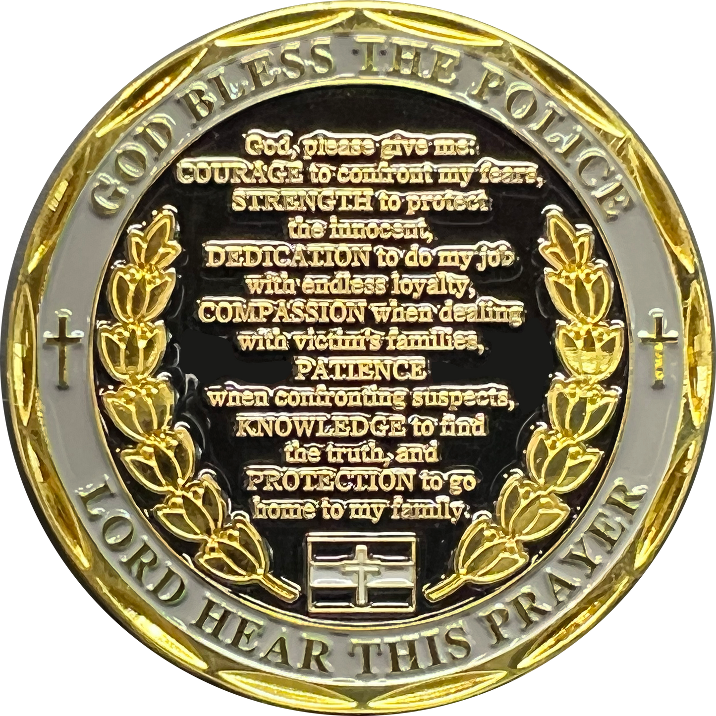 GL4-007 Saint Michael Police Prayer Challenge Coin Thin Gray Line Corrections CO Correctional Officer St. Michael Protect Us