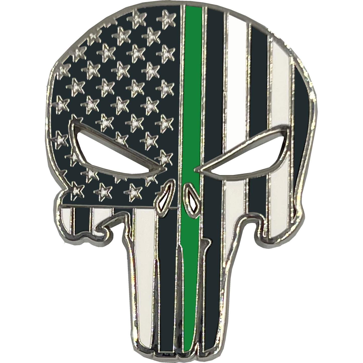 PBX-001-D Thin Green Line American Flag Pin Border Patrol with die-cut eyes and dual pin posts and deluxe locking clasps