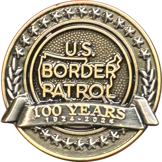 discontinued PBX-011-A 100th Anniversary Border Patrol Centennial Birthday Pin 1.25 inch with dual pin posts support