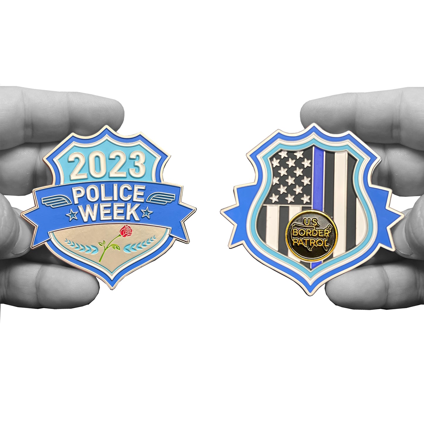 Border Patrol Agent Police Week 2023 Commemorative Thin Blue Line Memorial Challenge Coin