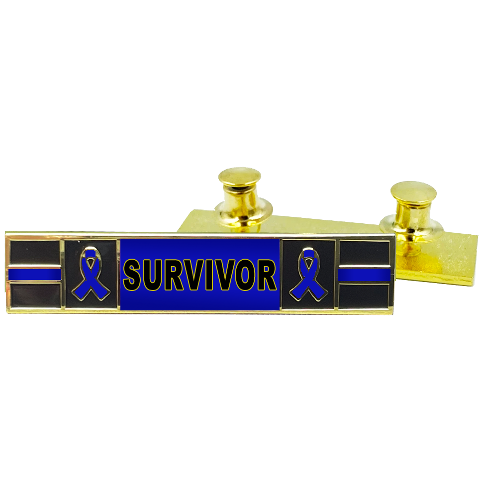 PBX-008-3 Thin Blue Line Ribbon Liver Prostate and Stomach Cancer Survivor commendation bar pin Police Style Awareness Month