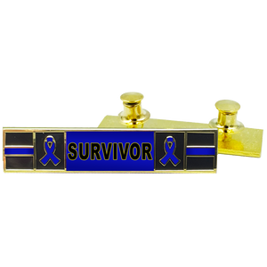 PBX-008-3 Thin Blue Line Ribbon Liver Prostate and Stomach Cancer Survivor commendation bar pin Police Style Awareness Month