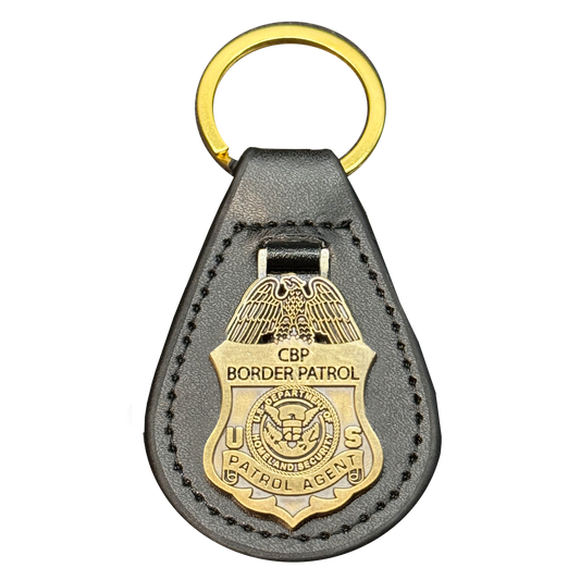 EL14-012 CBP Border Patrol Agent Mini Shield BPA challenge coin leather keychain