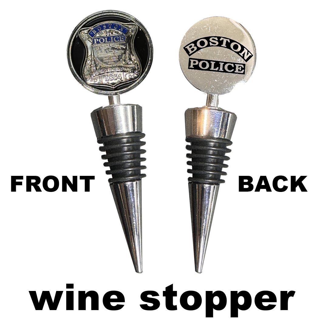 GL4-001 Boston Police Officer BPD Challenge Coin Wine Bottle Stopper with Lapel Pin