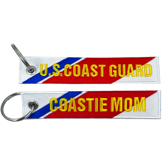 BL16-024 USCG embroidered Coast Guard MOM Keychain Coastie Flag Luggage Tag