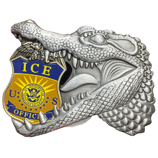BL17-22 ICE Agent Alligator Alcatraz Deportation Depot Challenge Coin Baker Corrections