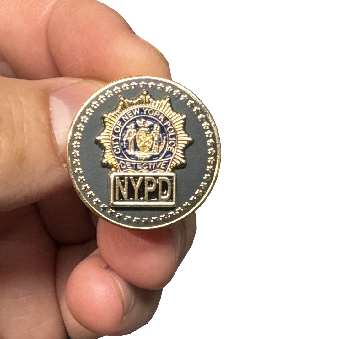 PBX-012-A NYPD Detective Lapel Pin with dual pin posts and deluxe locking clasps