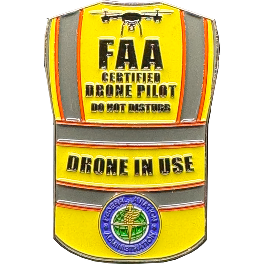 GL8-008 UAS FAA Commercial Drone Pilot Vest Pin Wings alternative DRONE IN USE lapel