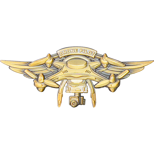 GL12-006 Gold 3D Full size UAS FAA Commercial Drone Pilot Wings pin