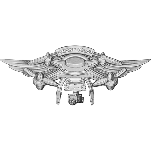 GL12-007 Silver 3D Full size UAS FAA Commercial Drone Pilot Wings pin