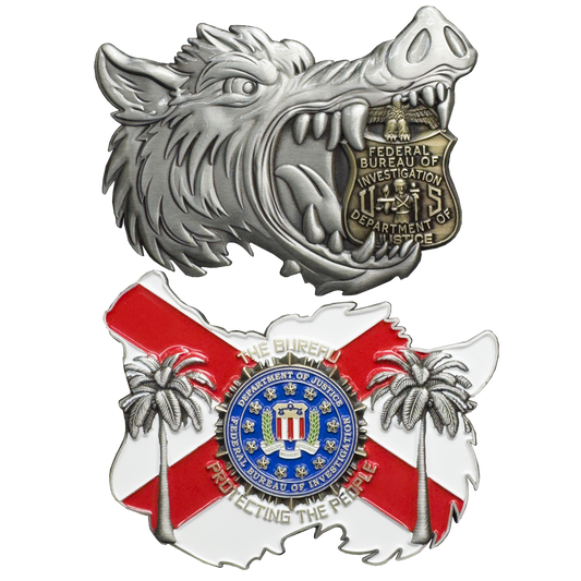 BL9-18 FBI Special Agent Intel Analyst Hog Wild Boar Challenge Coin Alligator Alcatraz style