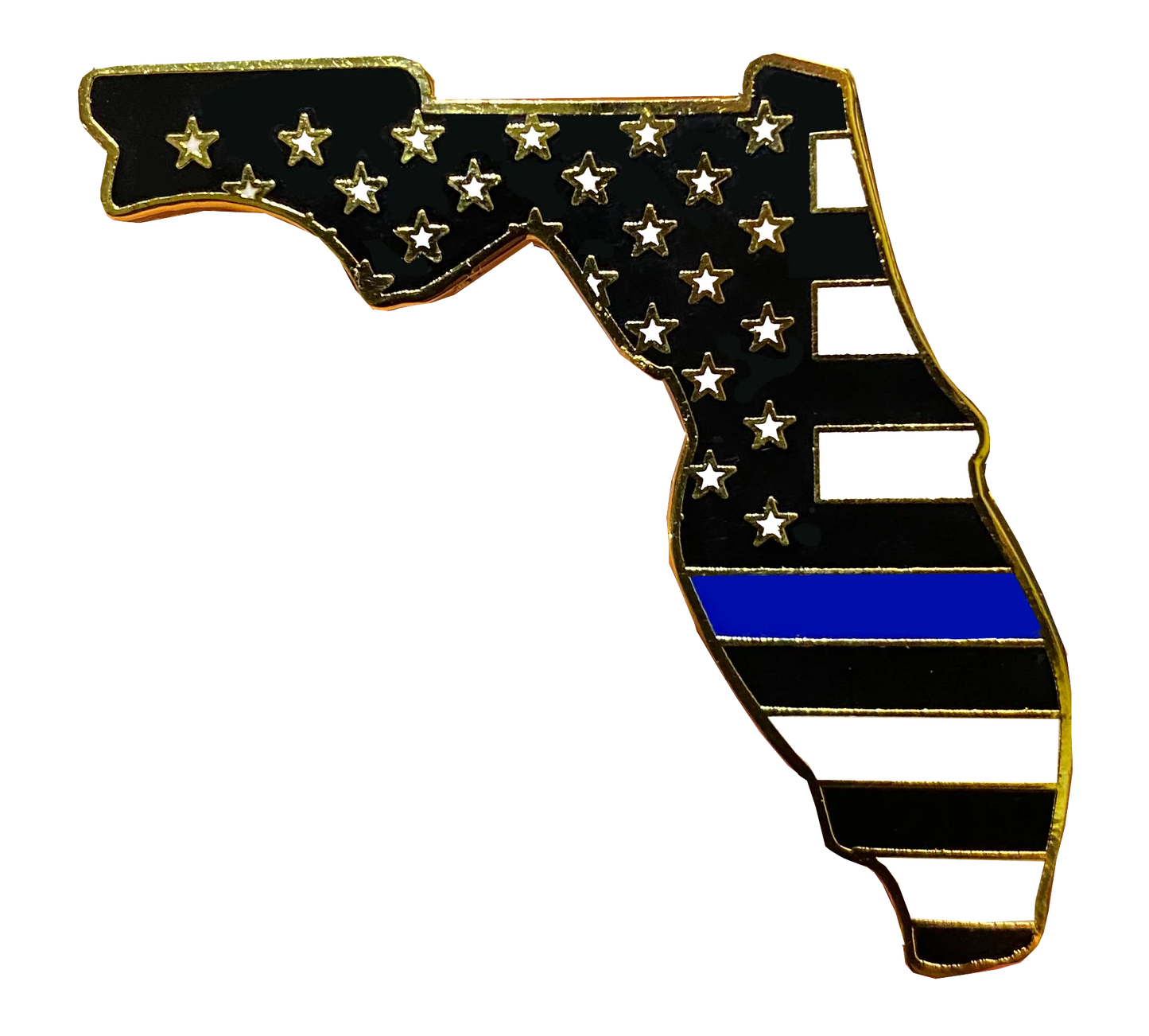 HH-021 Florida Thin Blue Line Police Pin with 2 pin posts and deluxe clasps