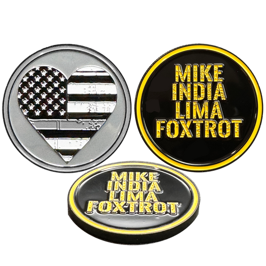 BL8-003 MILF Correctional Officer Challenge Coin Thin Gray Line Heart Flag Wife Girlfriend Sidepiece gifts