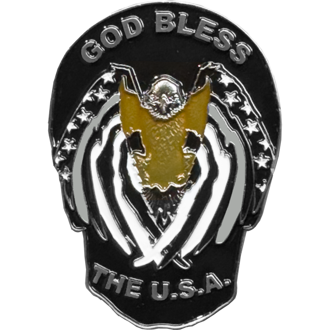 EL14-018 Thin Gray Line Flag CO Correctional Officer Eagle God Bless America Skull Challenge Coin Corrections