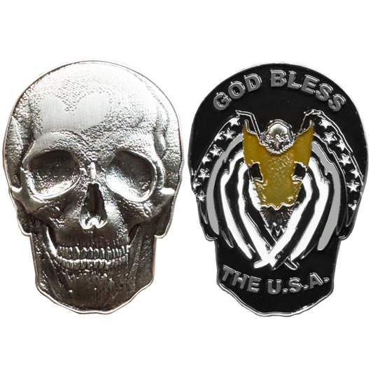 EL14-018 Thin Gray Line Flag CO Correctional Officer Eagle God Bless America Skull Challenge Coin Corrections